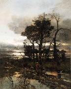 Karl Heffner An evening landscape France oil painting artist